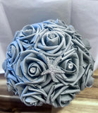 Wedding Bouquet Bridesmaid Custom Made Grey Starfish Nautical/Beach Themed Bouquet