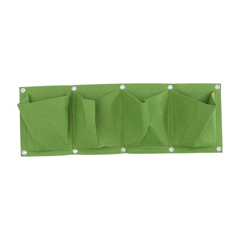 4 Pockets Horizontal Green Wall Mounted Planting Bag Garden Planter Non Woven Garden Plants