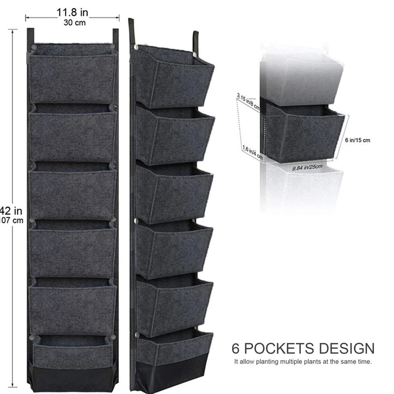 1-Hanging Planting Bags With 6 Pockets Vertical Gardening Flower Pots MLHI Garden Plants