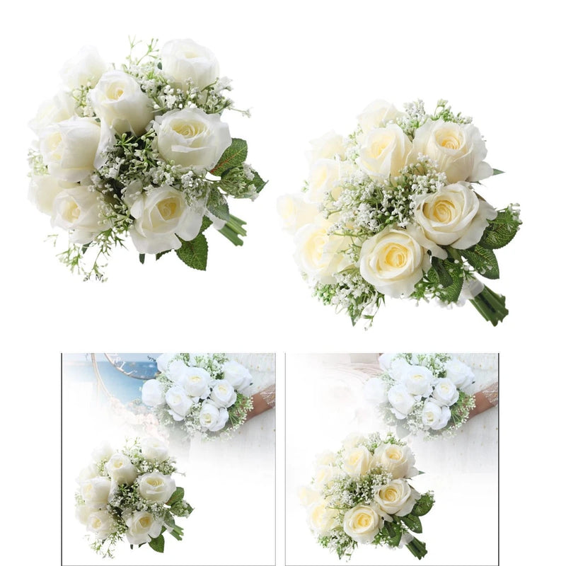 Bridal Bouquet Elegant Romantic Wedding Bride Bouquet Artificial Roses for Photo Bouquet