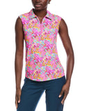 Ibkul Sleeveless Polo Shirt Women's Roses