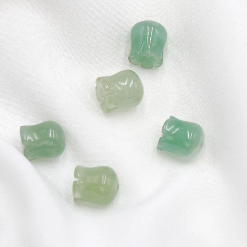 20pcs Natural Green Aventurine Stone Lily of The Valley Flower Pendant Beads DIY Lily