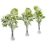 Mini Palm faux Plant In Vase Realistic Natural Decor Set Of 3 Green Plant