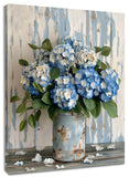 Plant Green Leaf Blue Hydrangea Floral Canvas Wall Art for Bathroom Living Room Hydrangea