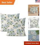 Spring Pillow Covers 18x18 Inch 2 Pcs Blue Green Hydrangea Flower Decor Throw... Hydrangea