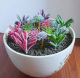 Set of 16 Artificial Miniature Succulents Stone Lotus Flocking Grass Green Plant