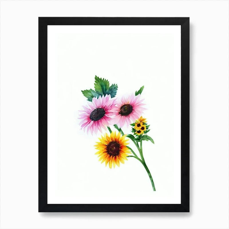 Sunflower Watercolour Flower Art Pr Framed Wall Art Poster Canvas Print Picture Sunflower