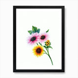 Sunflower Watercolour Flower Art Pr Framed Wall Art Poster Canvas Print Picture Sunflower