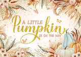 Fall Boho Baby Shower Backdrop Pumpkin Pampas Grass Floral Watercolor Background Pampas Grass