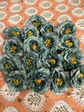 17 pcs Blue Teal Peony Artificial Silk 3-4" Flower Heads Party Floral Wall Panel Peony