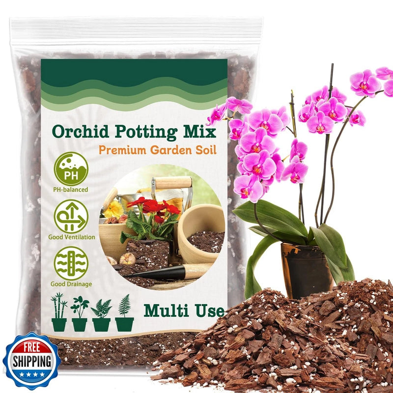 Orchid Potting Mix, 2 Quarts Orchid Bark Potting Mix with Pine Bark, Coco Pea Orchids