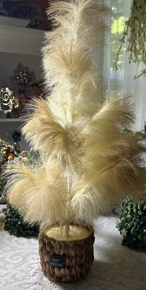 Pampas Grass Neutral Color 24 inch Artificial Table Top Tree Christmas Tree Pampas Grass
