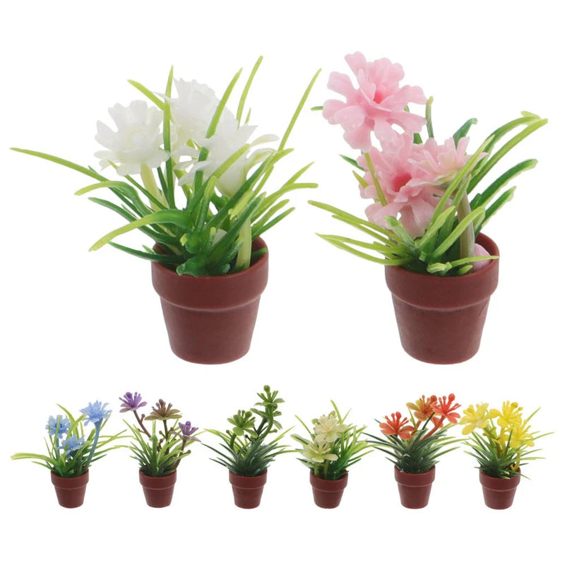 8 Pcs Miniature Green Plant Potted Plants Bonsai Landscape Micro Flowerpot Green Plant