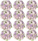 Light Purple Silk Peony & Hydrangea Bouquet - 12 Bundles for Decor Hydrangea