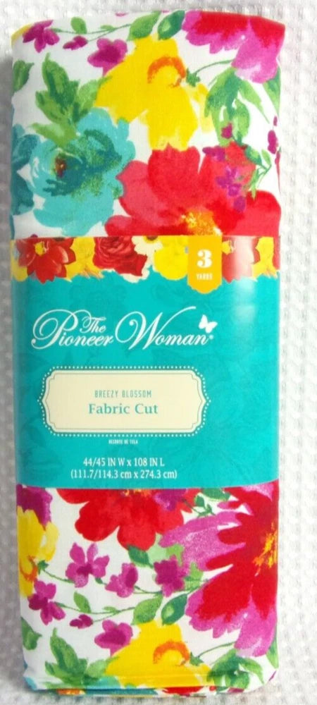 Pioneer Woman Breezy Blossom Fabric Cut 3 Yards 100% Cotton 44" W x 108" L NEW Flowering Plants