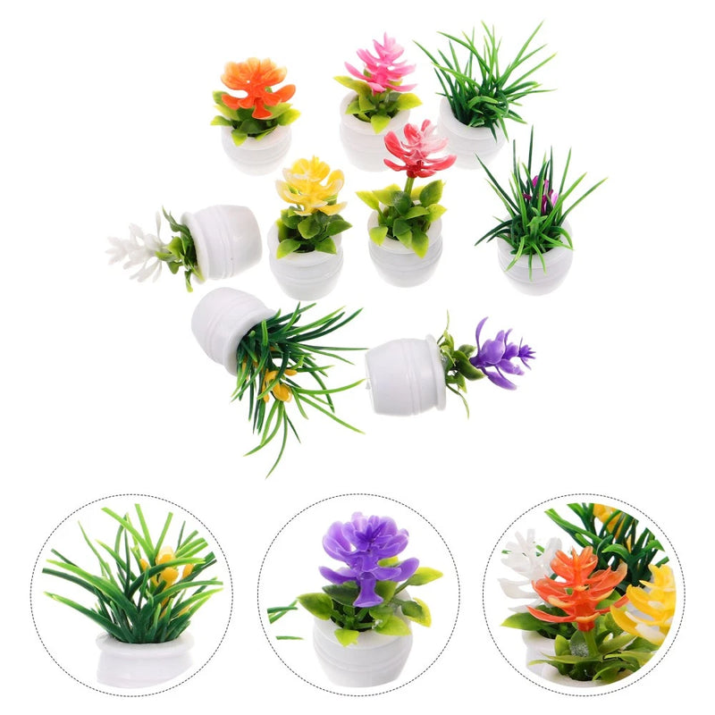 9 Pcs Dollhouse Miniature Potted Plants Fairy Planter Flower Pots Green Plant