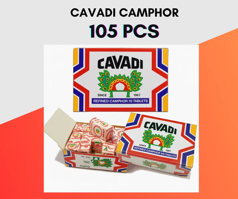 Cavadi camphor tablets, 105 pcs sealed retail box with side carton packs