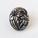 Vintage Hallmark Silver Tone Lily Spring Flower 3D Lapel Pin Floral Flower Power Lily