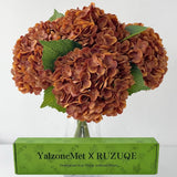 4 Pcs Orange Brown Hydrangea Artificial Flowers 21'Õ Real Touch Latex Hydrang... Hydrangea