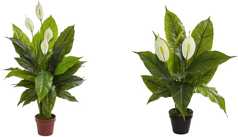 42" & 26" Spathiphyllum Artificial Silk Plants - Lush Green Decor Green Plant