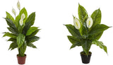 42" & 26" Spathiphyllum Artificial Silk Plants - Lush Green Decor Green Plant