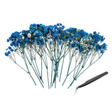 30 Pcs Dried Gypsophila Flower 4" Dark Blue Pressed Flowers with Tweezer Dried Flower