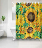 Flowers And Sunflowers 3D Shower Curtain Waterproof Fabric Bathroom Decoration Sunflower