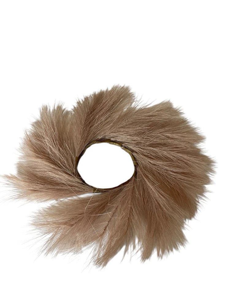 Artificial Pampas Grass Hoop Wreath Beige Boho Wall Decor Ring 12Ó Pampas Grass