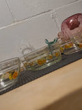 SUNFLOWER Flower Dute Design Clear Glass Bowl Flower Dute 6 Piece Cute Set.! Sunflower