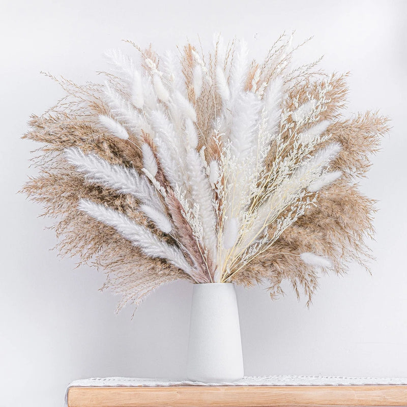 86PCS Natural Dried Pampas Grass Bouquet,Boho Home Decor Bouquet, Phragmites ... Pampas Grass