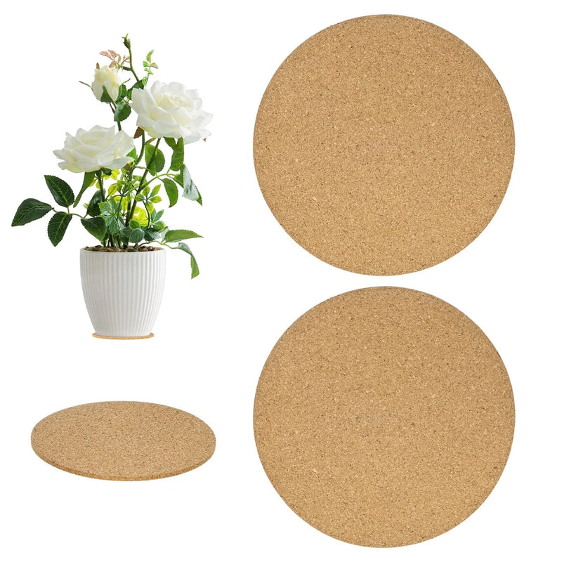 2-Pack Cork Plant Coasters, 3.9 Inch Cork Plant Mats for Garden [Wood Color] Garden Plants