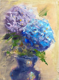 Hydrangeas oil painting handmade original blue and purple floral wall art Hydrangea
