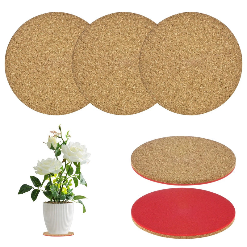 3-Pack 4 Inch Double Layers Cork Plant Coasters for Garden [Red, Wood Tone] Garden Plants