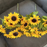 2PCS Artificial Sunflower Bridal Wedding Bouquet 7.8inch Faux Bride Bridesmai... Bouquet