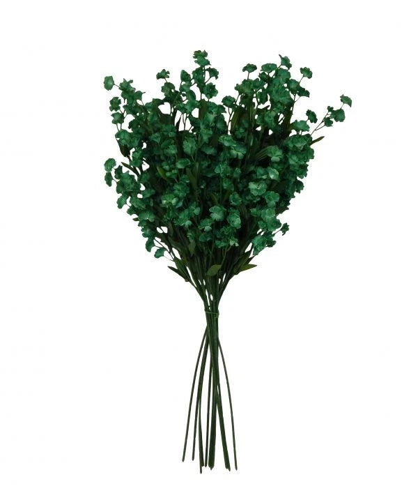 Artificial leafy stem bouquet, green foliage on bundled stems