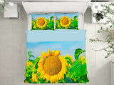3D Sunflower Flower NAO1335 Bed Pillowcases Quilt Duvet Cover Set Queen King Fay Sunflower