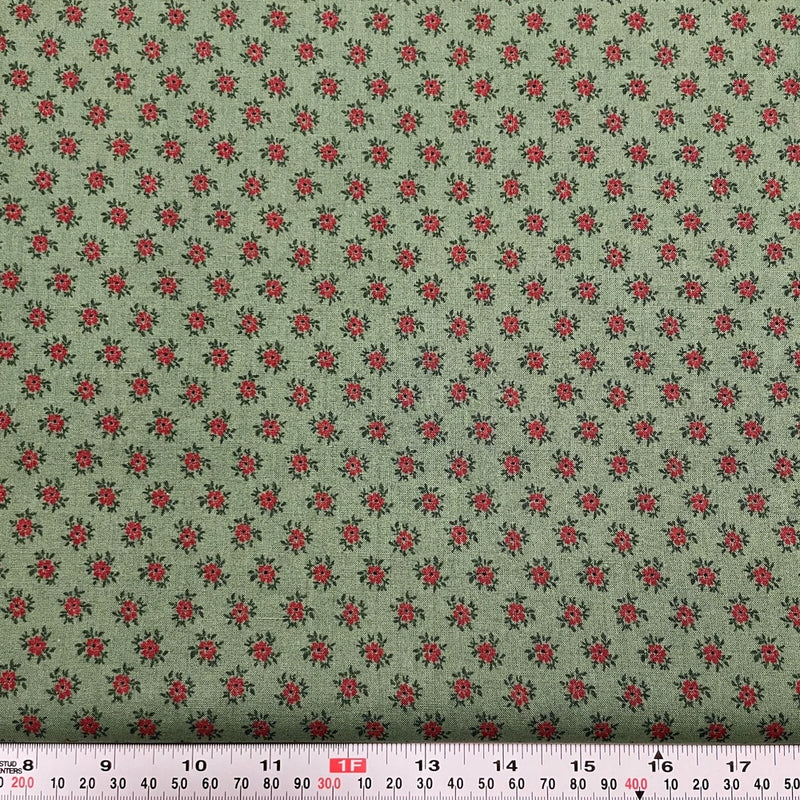 Paint Box Update Thimbleberries RJR Fabrics Green Cotton Fabric by the HALF YARD Flowering Plants