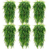 6 Pcs Artificial Hanging Plants 32 in Fake Plant Fake Boston Ferns Plastic Fa... Green Plant