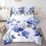 Watercolor Hydrangea Bedding Comforter Sets 7pcs Chic Flower Floral Bed in a ... Hydrangea