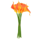 10-Pack Artificial Calla Lily Flowers 14 Inch for Home [Yellow Orange] Flowering Plants