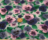 Pansies * Blue Purple Green * on Blue* Hoffman * 100% Cotton Remnant * 8" x 22" Flowering Plants