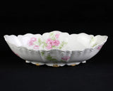 Haviland Limoges Schleiger 64 Pink Carnations Oval Olive Dish, Antique 7 3/8" Carnation