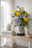 Blue and Yellow Floral Arrangement, Hydrangea Centerpiece, Wildflower Decor Hydrangea