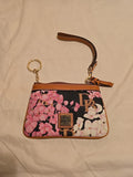 Dooney & Bourke Black  Hydrangea  Small Wristlet Coin Purse  NWOT Hydrangea
