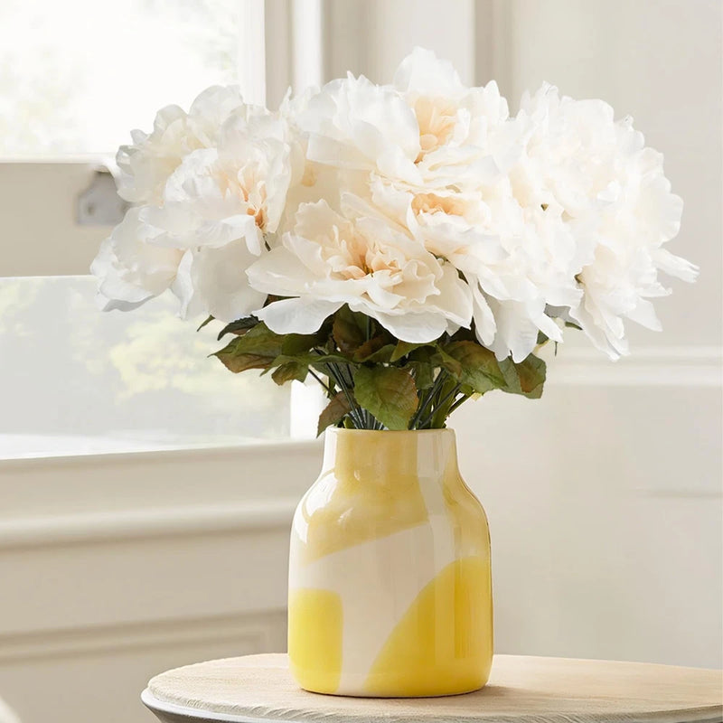 2 Bouquet 14 Heads Peonies Artificial Flowers, White Fake Peonies, Faux Silk ... Peony