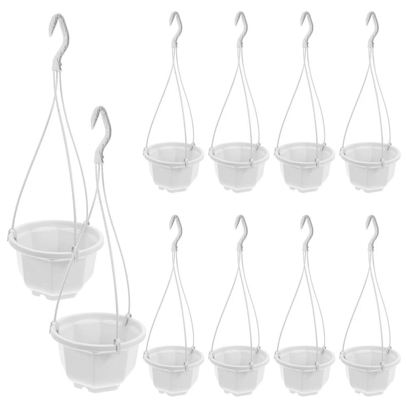 10 Sets Plastic Hanging Baskets With Chain And Hook For Garden Balcony Plants Garden Plants