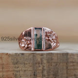 Sun Flower Moss Agate Stone 925 Solid Silver Handmade Women Rings Jewelry P#677 Sunflower