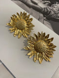 Latoir Fashion Blogger Gold Sunflower Flower Oversized Statement Stud Earrings Sunflower