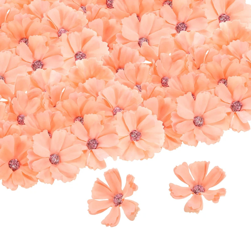 50pcs Artificial Daisies Flower Heads,1.8" Silk Fake Daisies Heads, Orange Daisies