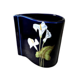 Vintage Tear Drop Dark Blue Porcelain Vase Calla Lily Flower Chinese Lily